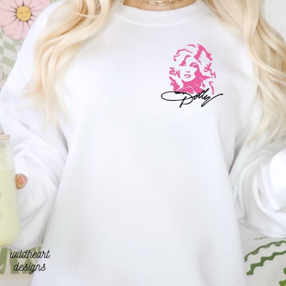 Dolly Parton Sweatshirt, Front & Back Print, Unisex Crew Neck Dolly Sweatshirt - Picture 3 of 6